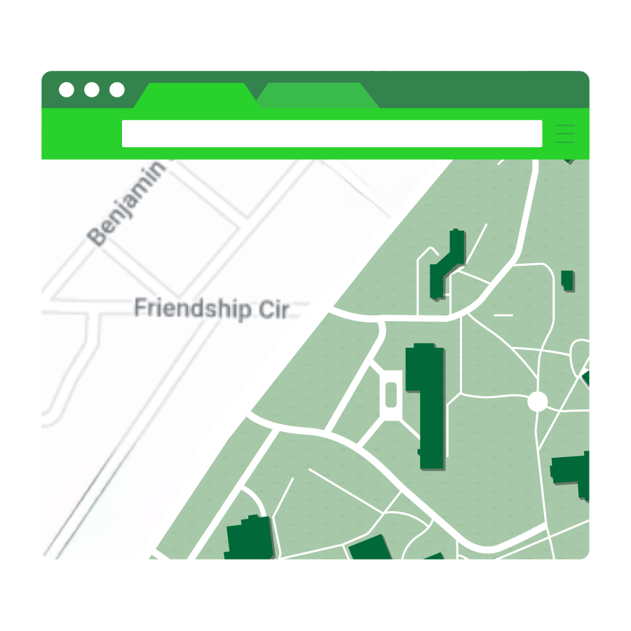 Artistic illustration representing API integration of online campus maps