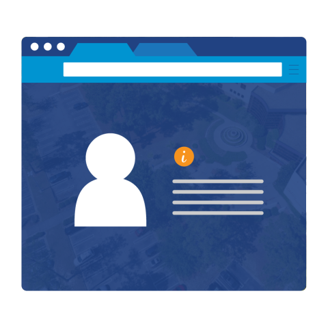 Artistic depiction showing faculty/student spotlight feature of online campus tours.