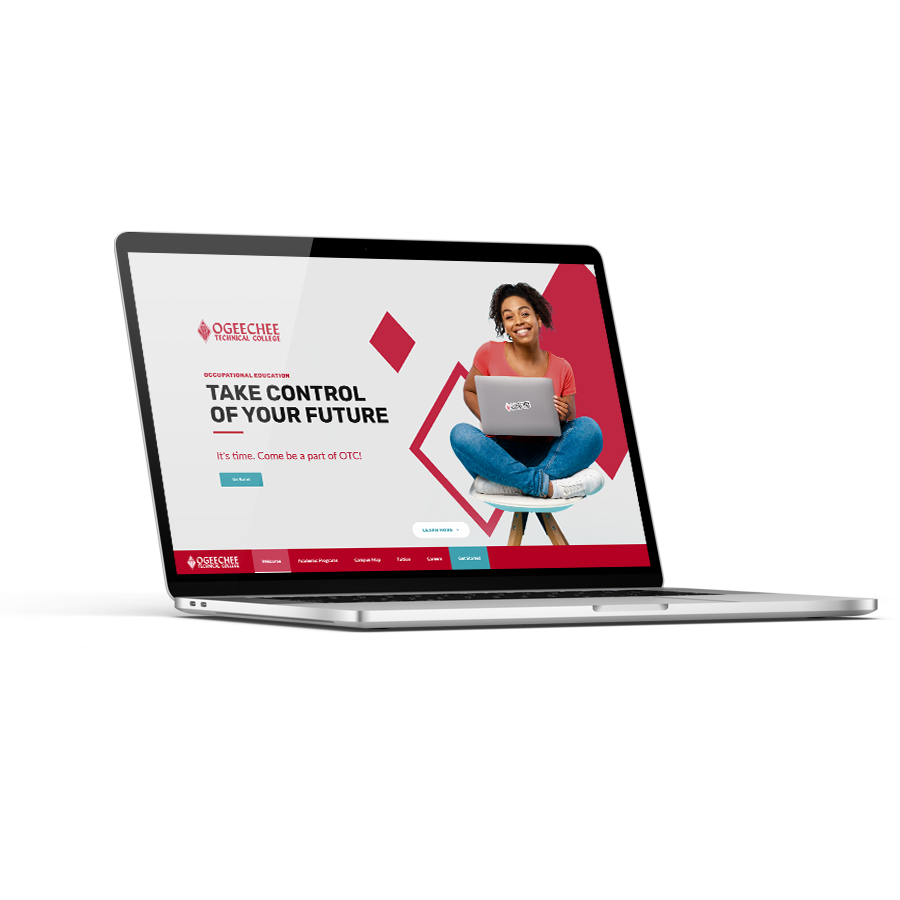 Laptop displaying a TWD Higher Education Landing Page