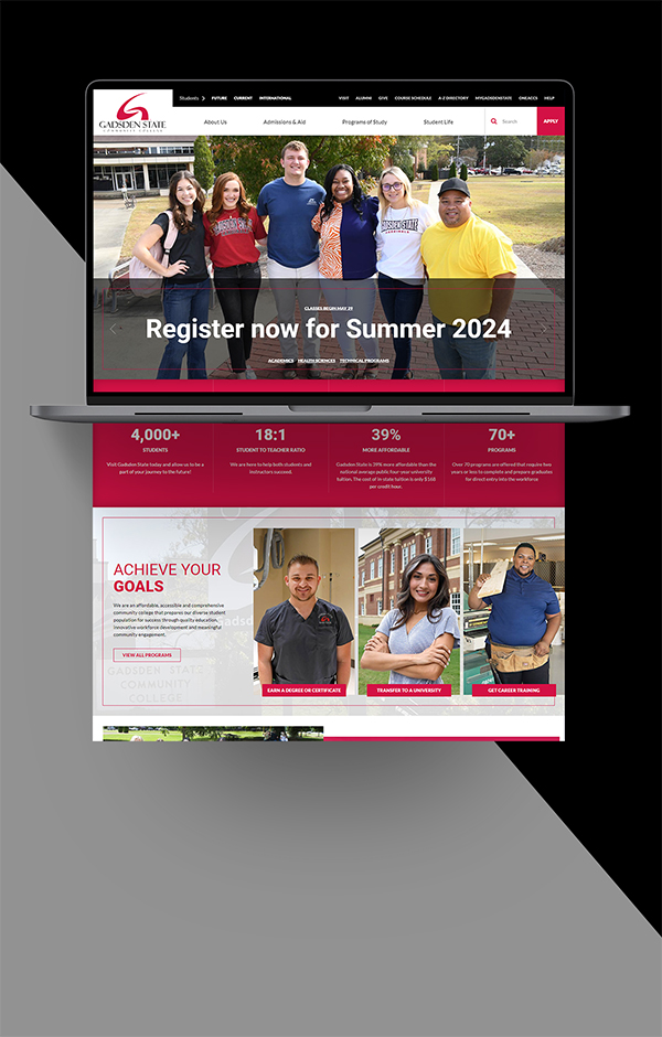 Portfolio preview of Gadsden State Community College website