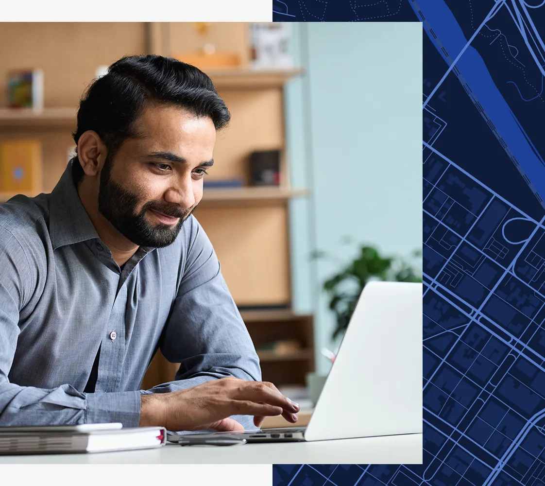 Man using laptop in office