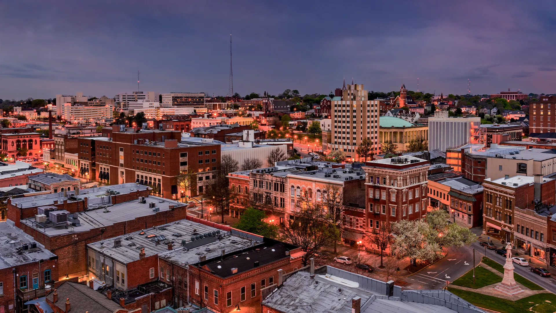 Aerial shot of Macon, Georgia
